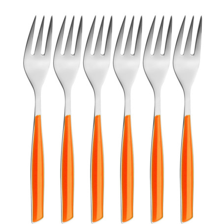 Lot de 6 fourchettes à dessert BUGATTI Glamour en acier inoxydable orange