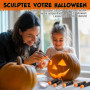 Kit de Sculpture de Citrouille d'Halloween 5 Pièces - Outils Professionnels en Acier Inoxydable