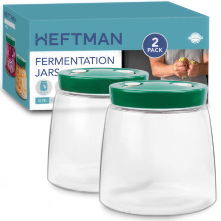 Lot de 2 bocaux de fermentation HEFTMAN 1L avec aération pour kéfir et kimchi