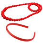 Parure de bijoux en acrylique rouge - Collier et bracelet assortis