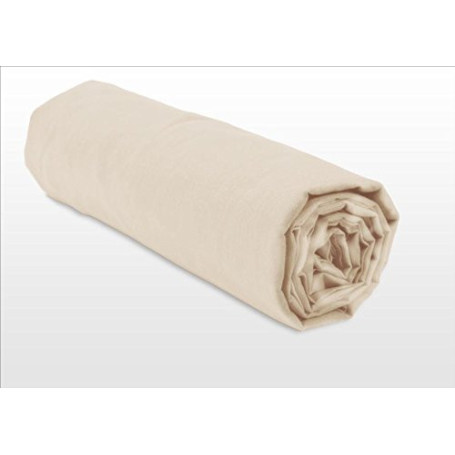 Drap Housse 100% Coton Beige Ivoire - 90x190 cm - Home Linge Passion