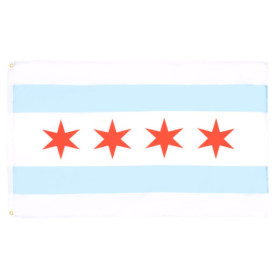 Drapeau Chicago 150x90 cm en Polyester avec Oeillets Métalliques