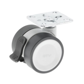 Roulettes Pivotantes GTV CIRCO avec Frein - 50 mm en Plastique et Acier - Idéales pour Meubles