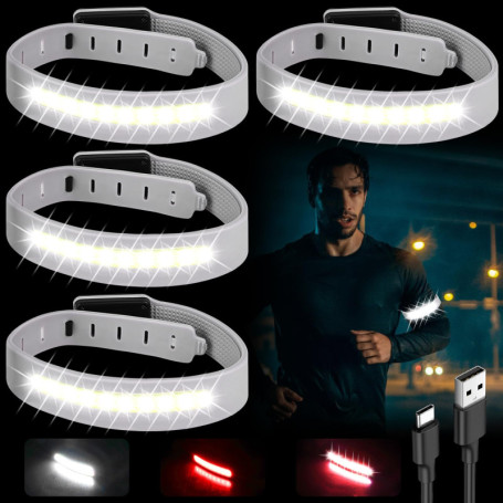 Lot de 4 Bracelets LED Réfléchissants pour Enfants - Sécurité Jogging et Activités de Plein Air