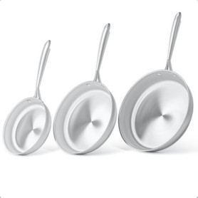 Set de 3 poêles en acier inoxydable COOKNANO - 20, 26 et 30 cm