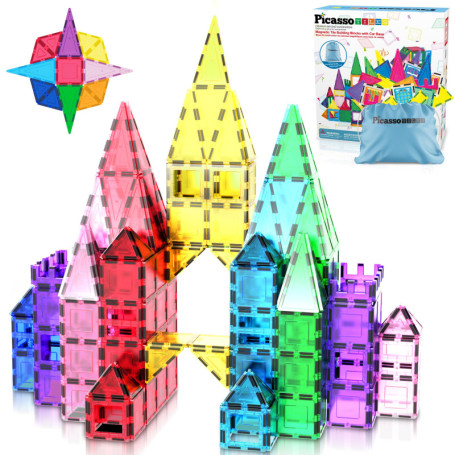 PicassoTiles Blocs de Construction Magnétiques avec Voiture et Sac de Transport