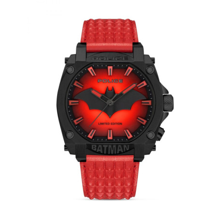 Montre Homme Police Batman Analogique Cuir Rouge