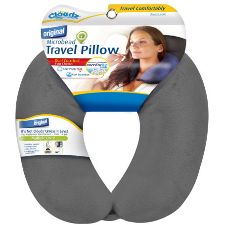Coussin de Voyage en Microbilles Cloudz - Confort Doux et Réchauffant - Gris