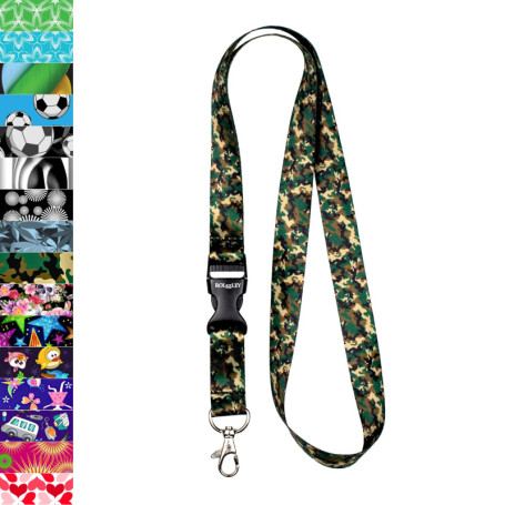 Cordon Tour de Cou Camouflage pour Porte-Badges avec Clip Métallique