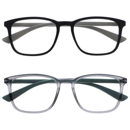 Opulize Max - Lunettes de Lecture Unisexes - 2 Paires Noir et Gris