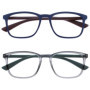 Lunettes de Lecture OPULIZE Max - 2 Paires Unisexe en Bleu et Gris Mat