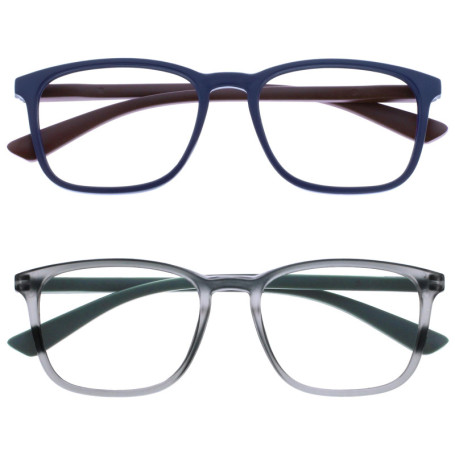 OPULIZE Max - Lunettes de Lecture Unisexe - 2 Paires en Bleu et Gris Mat