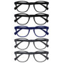 Pack de 5 Lunettes de Lecture Rétro Rondes - Noir, Bleu et Gris - Unisexe