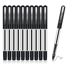 Deli Lot de 12 Stylos Roller Gel Noir 0,5 mm - Écriture Ergonomique