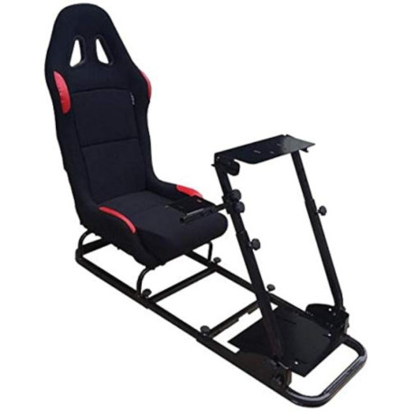 Support Simulateur de Course AUTO-STYLE avec Siège Sport Pliable Noir