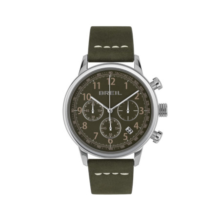 Montre Breil Outrider Chronographe à Cadran Noir et Bracelet en Cuir Vert
