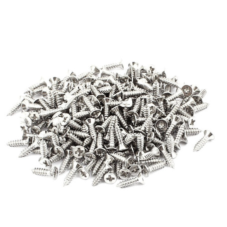 200 Vis Autotaraudeuses en Acier Inoxydable - Tête Plate 12mm x 3mm