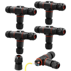 QWORK Lot de 4 Boîtes de Jonction Étanches IP68 - Connecteurs Câbles T 3 Voies