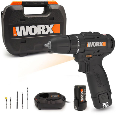 Perceuse à percussion sans fil WX121 Worx avec 2 batteries et mallette