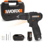Perceuse à percussion sans fil WX121 Worx avec 2 batteries et mallette