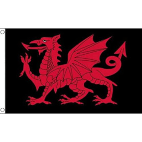 Drapeau du Pays de Galles avec Dragon Noir - 90x60 cm en Polyester