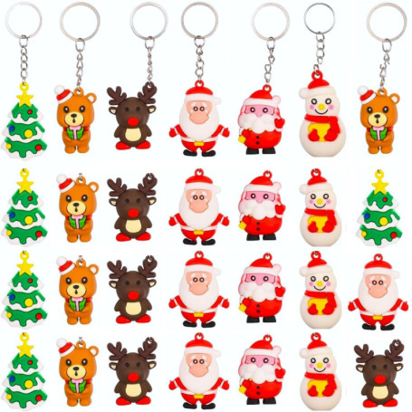 Ensemble de 36 Porte-Clés de Noël 3D - Décorations Festives Multicolores