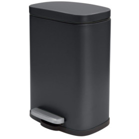 Poubelle de Salle de Bain à Pédale AKIRA en Acier Inoxydable Noir Mat - 5L