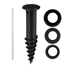 Pied de Parasol à Visser Relaxdays - Douille de Sol Noir pour Jardin et Plage