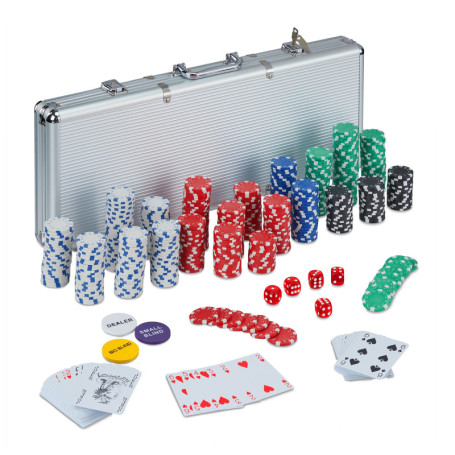 Coffret de Poker Relaxdays avec 500 Jetons et Accessoires Élégants