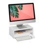 Support Ergonomique pour Moniteur Relaxdays avec Compartiment de Rangement - Blanc
