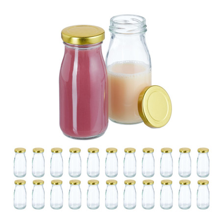 Set de 24 Bouteilles en Verre Hermétiques pour Jus et Smoothies - Relaxdays