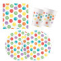 Set de vaisselle jetable multicolore - 52 pièces avec assiettes, gobelets et serviettes