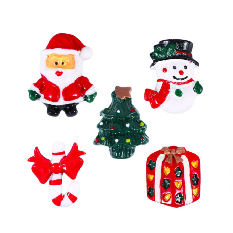 Lot de 15 Décorations de Noël Miniatures en Résine - Bonhomme de Neige et Père Noël