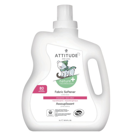 Assouplissant Végane pour Bébé ATTITUDE - 2L, 80 Brassées, Sans Parfum