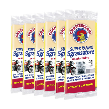 Chiffons Dégraissants en Microfibre Chanteclair - Lot de 6, Nettoyage Efficace