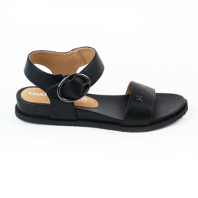 Sandales Confort Femme Chattawak en Cuir Noir - Taille 36