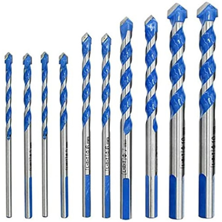 Jeu de Forets LATERN 10 Pcs en Carbure de Tungstène pour Maçonnerie et Métaux