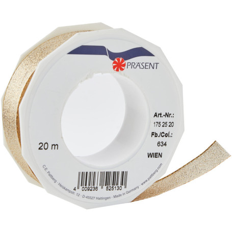 Ruban Décoratif Doré C.E. Pattberg WIEN - 20m pour Emballage et Décoration