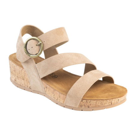 Sandales à Talon Compensé Beige pour Femme - CHATTAWAK