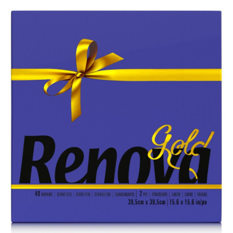 Serviettes en Papier Doré Bleu Renova - 40 Unités Premium