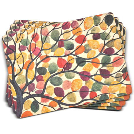 Sets de Table Multicolores Dancing Branches - Lot de 4 en MDF et Liège