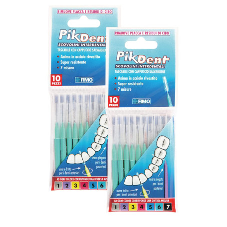 Brossettes Interdentaires Pikdent - Taille 6 Vert, 20 Unités avec Noyau en Acier