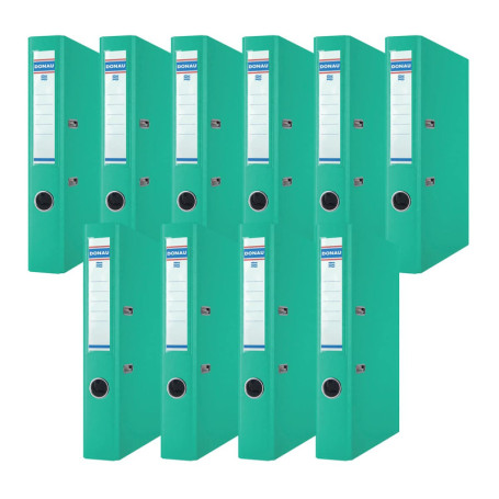 Lot de 10 Classeurs A4 Turquoise à Anneaux en D - OFFICER PRODUCTS