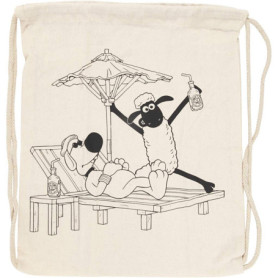 Sac à dos Shaun le mouton en coton avec cordon de serrage - 37 x 40 cm