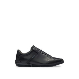 BOSS Saturn Lowp - Baskets en Cuir Noir avec Doublure Anti-Odeurs