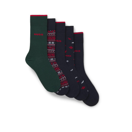 Lot de 5 Paires de Chaussettes Mi-Mollet HUGO pour Hommes - Détails Logotés