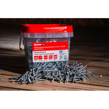 Lot de 600 vis à bois fischer Power-Fast II - Tête fraisée, entièrement filetée, 5,0 x 50 mm