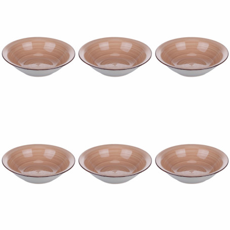 Lot de 6 assiettes creuses en grès peint à la main - 21,2 cm