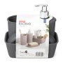 Tatay Ensemble de Salle de Bain 4 pièces - Distributeur, Gobelet, Porte-Savon, Organisateur - Gris Anthracite