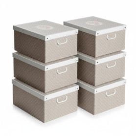 Lot de 6 Boîtes de Rangement Lavatelli avec Couvercle - Organisateurs en Carton Décoratif